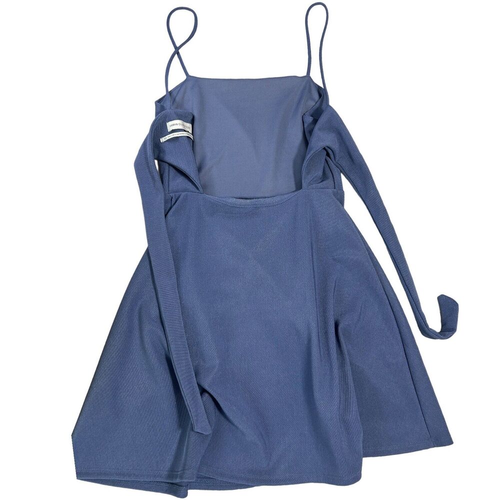 Urban Outfitters Blue A-Line Skater Mini Dress S Back Bow Tie Open Back - Picture 5 of 10